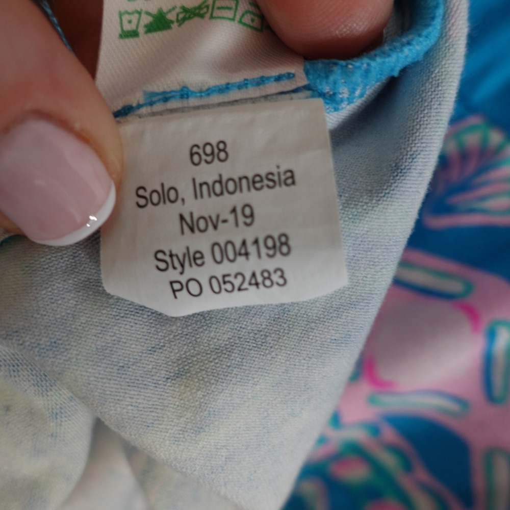 Lilly Pulitzer Esmarella Maxi Dress Large Pink Blue Shell Print Faux Wrap Boho - Picture 12 of 16